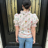 Liza Smocked Floral Top in Red