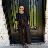 Franny Zip Up Midi in Black