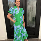 Cline Green & Blue Midi Dress