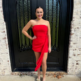 Liza Wrap Skirt Mini Dress in Red