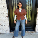 Jaded Front Button Cardigan in Brown