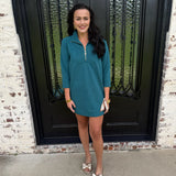 Mary Square Raven Dress in Gulf Blue