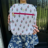 Mary Square Bible Cover Cottage Stripes and Pink Floral