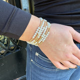 Beaded Stretch Bracelet & Six Pearls in Gold