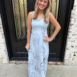Sally Sells Seashells Maxi Dress in Baby Blue