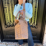 Quilted Weekender Bag in Beige