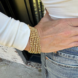 Alternating Beaded Stretch Bracelet in Gold