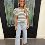 Bayeas Lisa Mid Rise Wide Leg Jean in Wathet