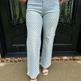 Bayeas Studded High Rise Straight Jeans