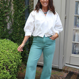 Becky Bubble 3/4 Sleeve Top in White
