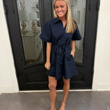 Betsy Button Down Dress in Navy