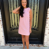 Lina Gingham Mini Dress with Buttons