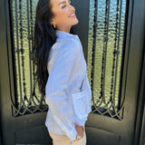 Vilagallo White Linen Button Up with Jumping Fish