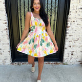 Wes Watercolor Mini Dress with Ties