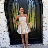 Viviann Pleated Dress in Cream