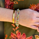 Two Tone Chain Link Bracelet in Silver