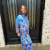 Maude Eliza Midi Dress in Azure Safari