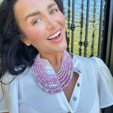 Multi Purple Mix Beaded 6 Layered Necklace