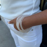 Set of 3 White Acrylic Bracelet Set