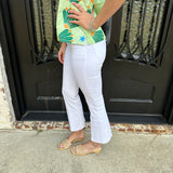 Dear John Jeanne Mid Rise Relaxed Cropped Bootcut Jeans in White