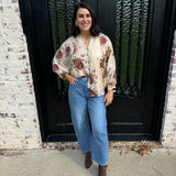 Lyndsey Floral Top in Ecru
