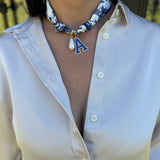 Scarf Necklace with Auburn A and Drop Pearl Pendants