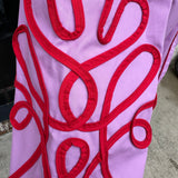 Soutache Contrast Detail Puff Sleeve Blouse