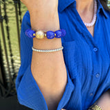 Royal Blue & Gold Acrylic Beaded Bracelet