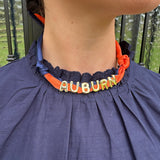 Scarf Necklace with Auburn Text