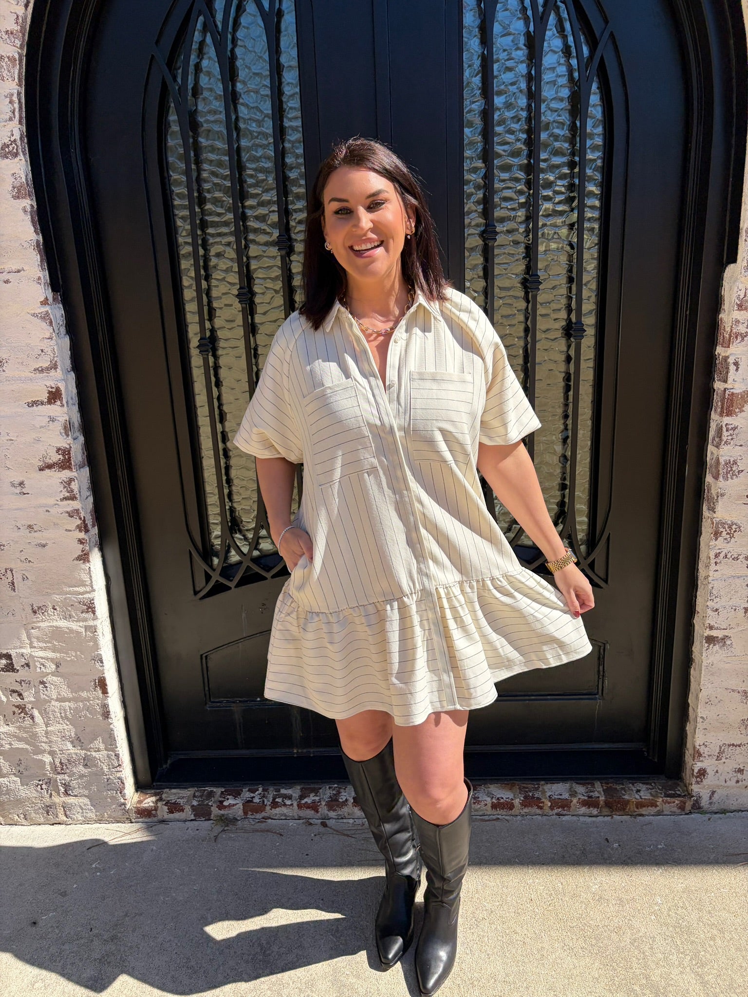 Striped Drop Waist Mini Dress