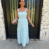 Lilah Maxi Dress in Blue/White
