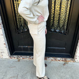 Spanx AirEssentials Brushed Flare Pant in Heather Cream