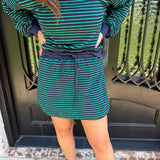 Navy and Green Stripe Skirt