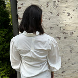 Shaw Front Tie Button Down Shirt in Off White