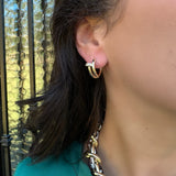 Nailhead Huggie Earrings in Gold