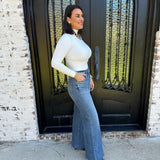 Longsleeve Mock Neck Top in Ivory