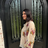 Lyndsey Floral Top in Ecru