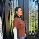 Jaded Front Button Cardigan in Brown