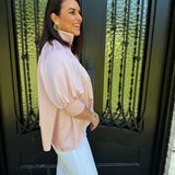 Mindy Mock Neck Puff Sleeve in Light Pink