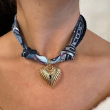 Scarf Necklace with textured heart