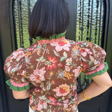 Hillary Floral Top in Brown