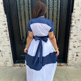 Vilagallo Linda Navy & White Maxi Dress