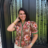 Hillary Floral Top in Brown