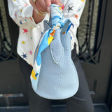 Mini Leather Bucket Bag in Blue