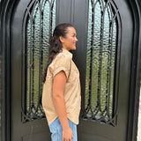 Lucy Solid Poplin Jeweled Top