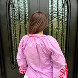 Soutache Contrast Detail Puff Sleeve Blouse