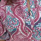 Rose Damask Print Balloon Sleeve Top