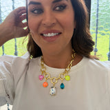 Chunky Gold with 5 Charms Statement Necklace