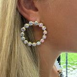 Circle Crystal Earrings in Light Purple