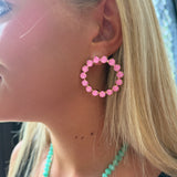 Circle Crystal Earrings in Pink